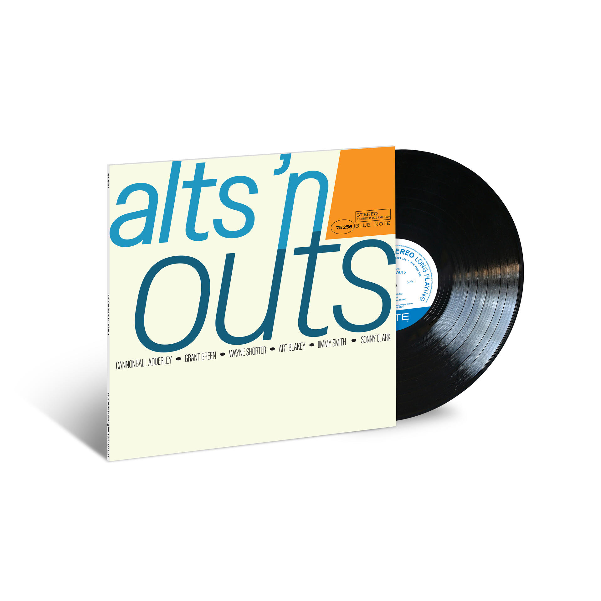 Albumcover 'Alts n' Outs', Blue Note. Enthält Text und eine Schallplatte. Das Cover ist cremefarben mit blauem Text und einem orangefarbenen Block.