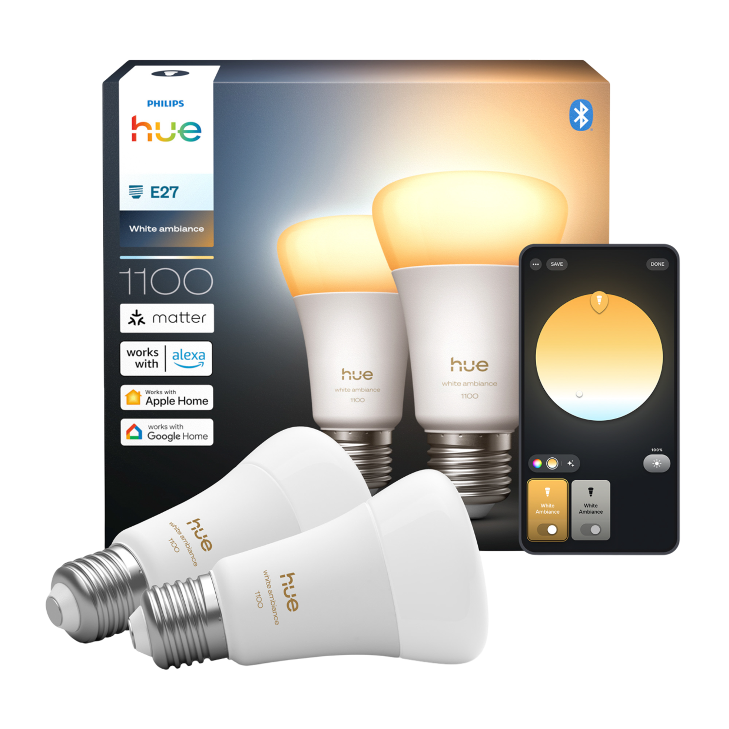 Philips Hue Led A67 Bulb Warm Tot Koelwit Licht E27 Fitting 2-pack Slimme Ledlamp Wit