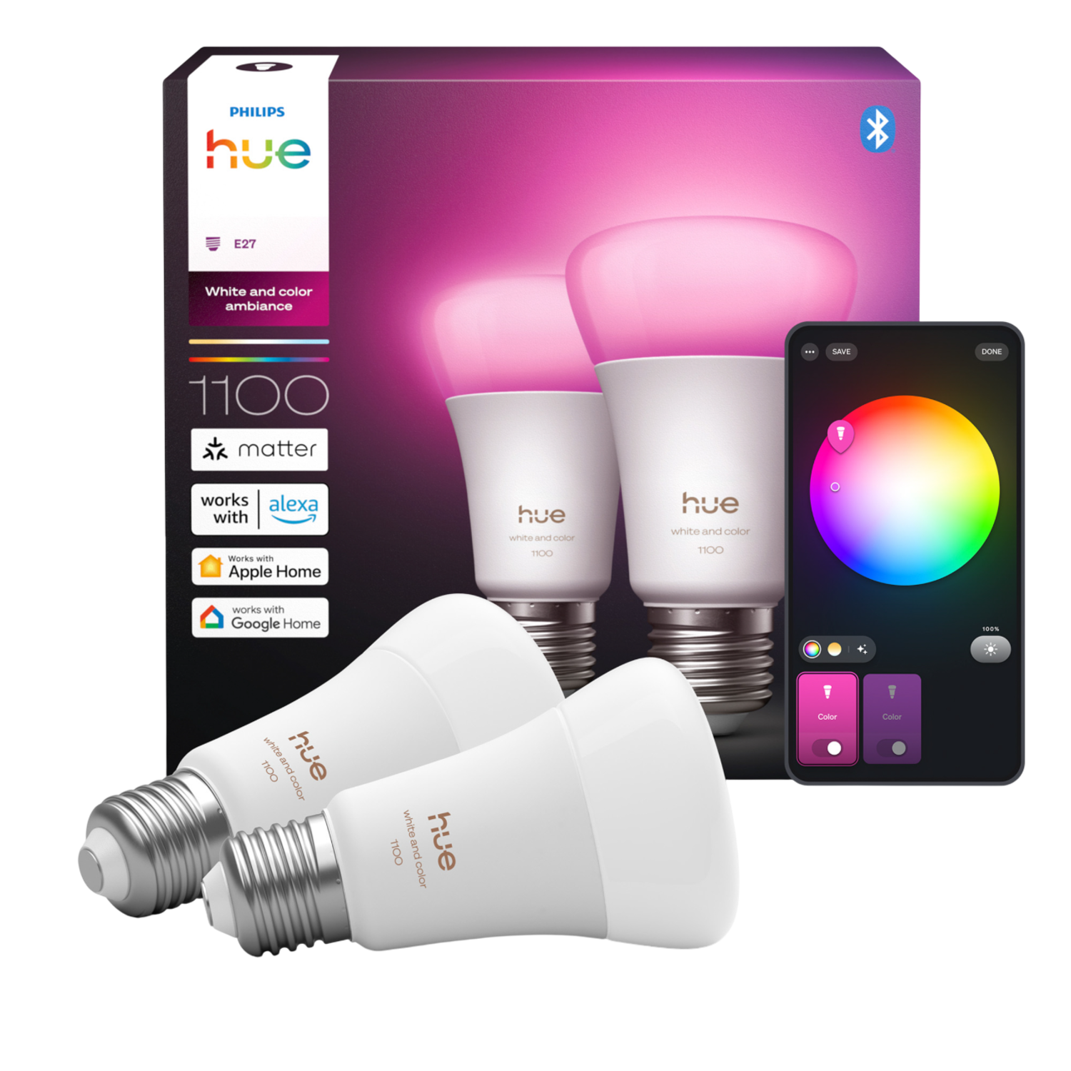 Philips Hue Led A67 Bulb Wit En Gekleurd Licht E27 Fitting 2-pack Slimme Ledlamp