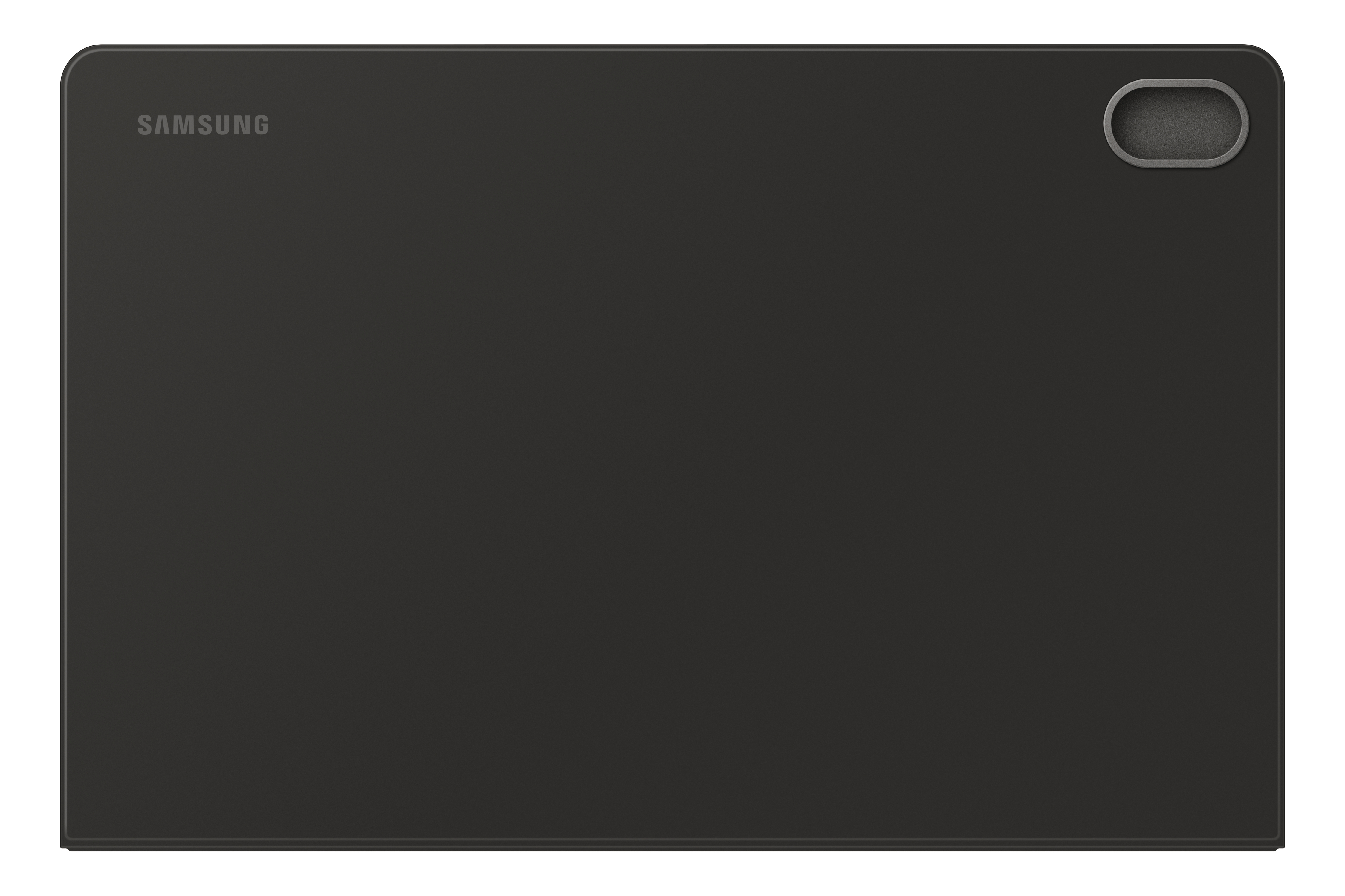 Ein dunkelgraues Tablet mit Kamerastoß und dem Samsung-Logo.