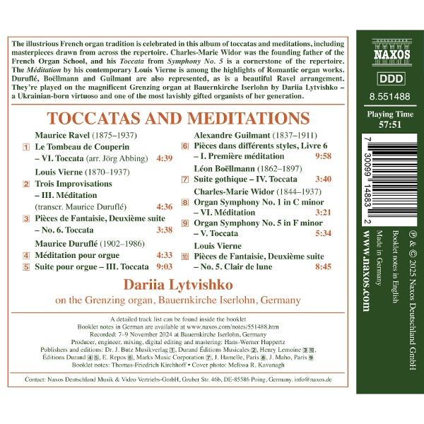 Albumcover mit Text über Orgelmusik von Dariia Lytvishko. Enthält Titelliste, Naxos-Logo und Barcode.