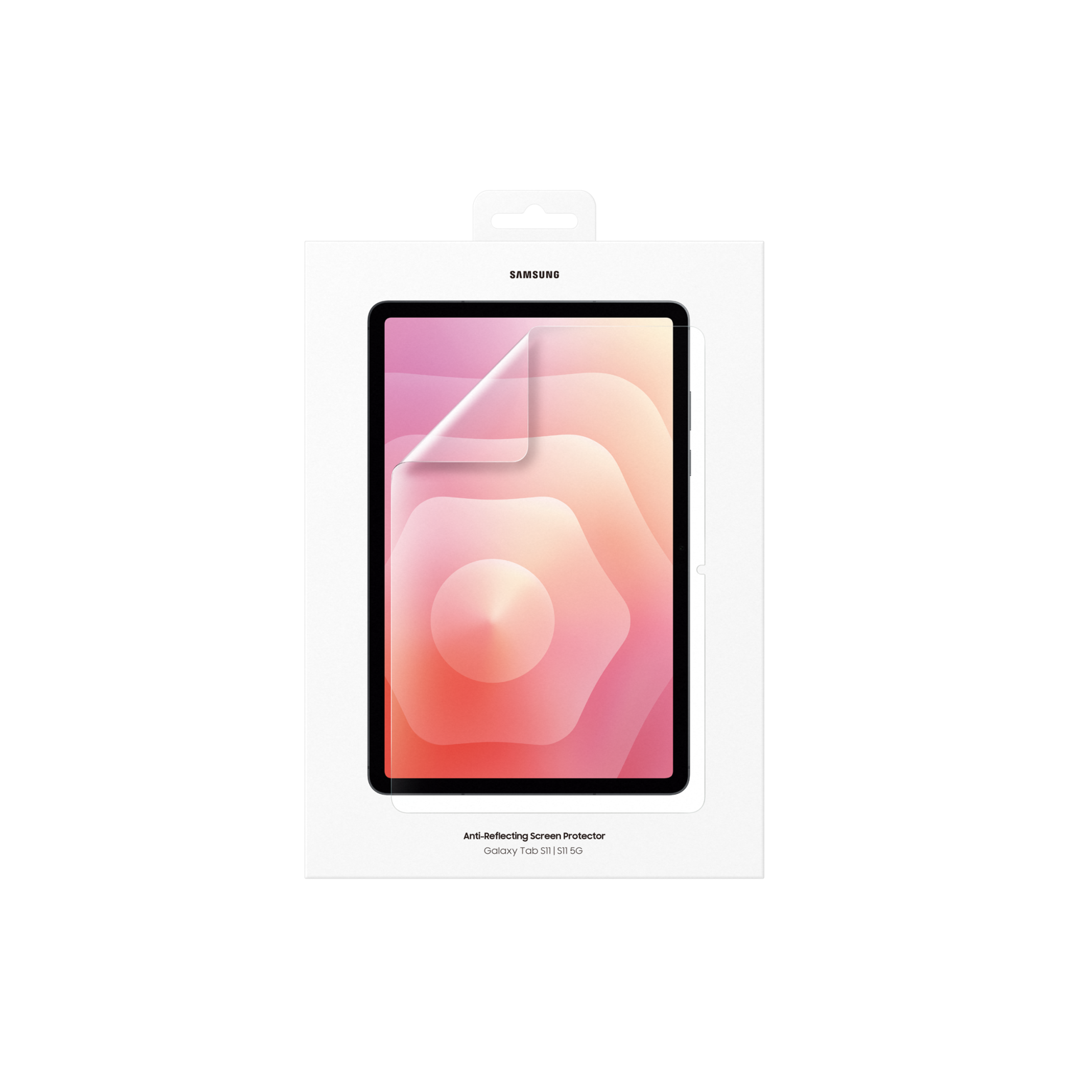 Boxed Samsung Galaxy Tab S11 screen protector. The box is white with a screen protector image and the Samsung logo.