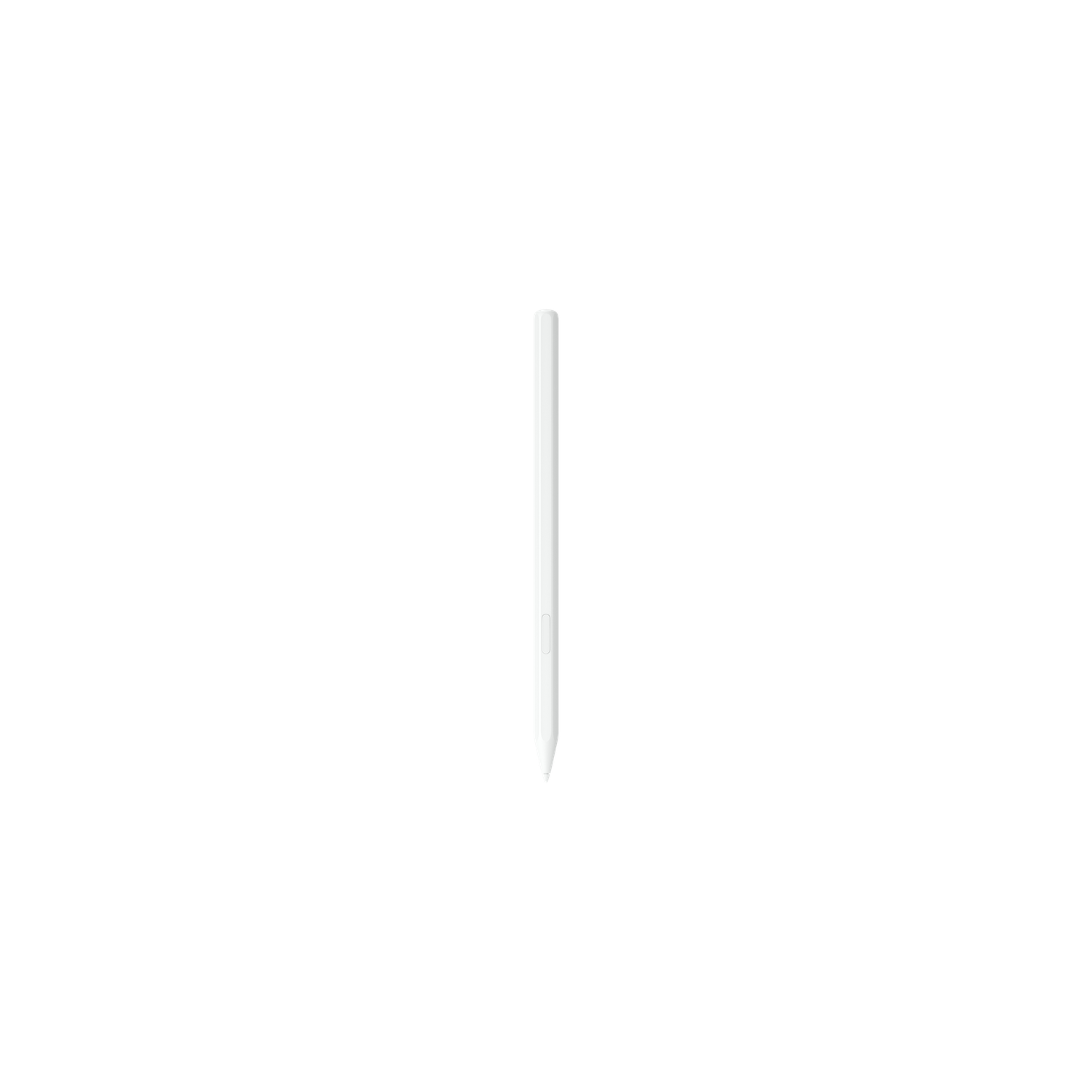 Un stylet blanc est vertical sur fond noir. Le stylet est centré avec une pointe effilée.