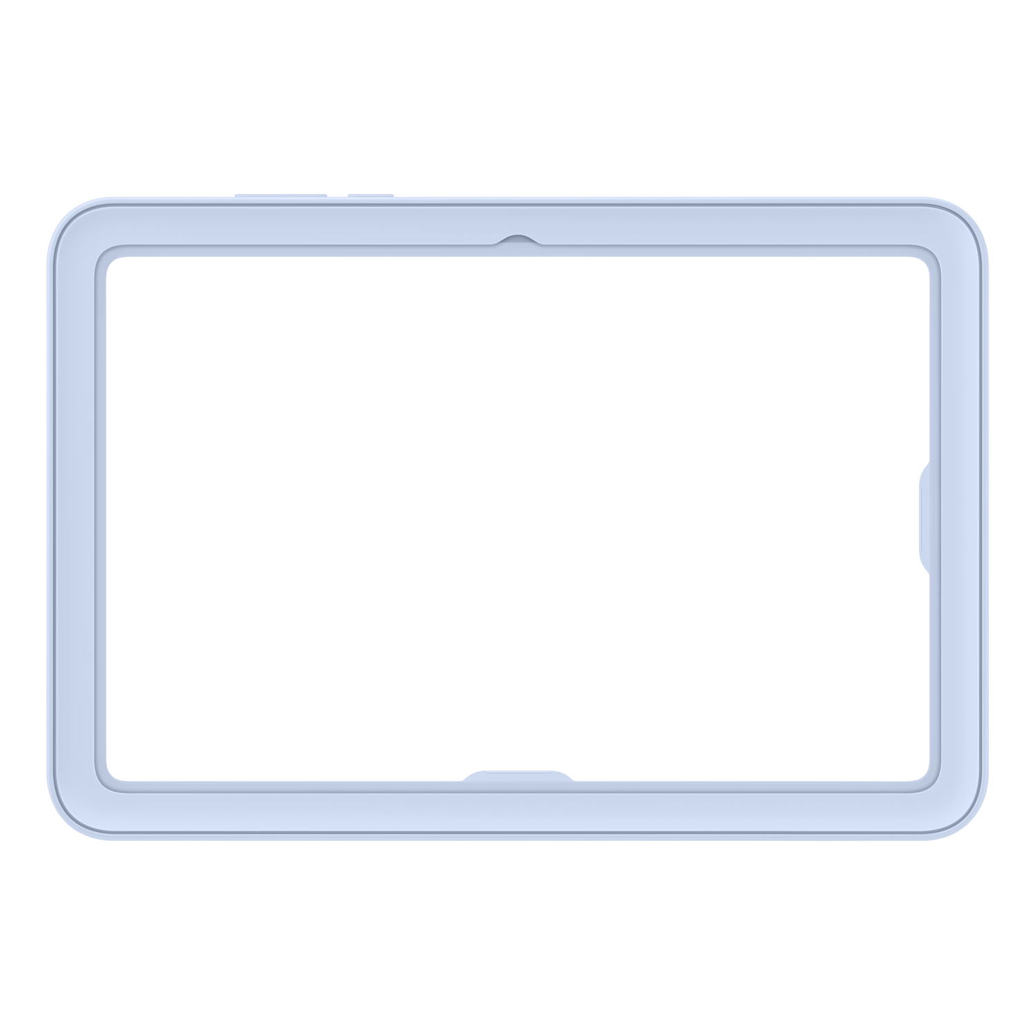 Un cadre rectangulaire bleu clair sur fond noir. Le cadre a des coins arrondis et un bord légèrement surélevé.