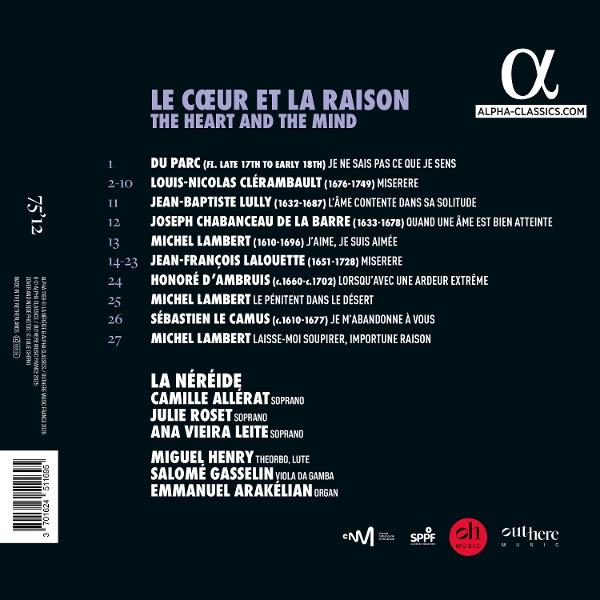 CD-Cover mit Text: 'Le Cœur et la Raison', eine Liste von Musikstücken und Namen der Interpreten.