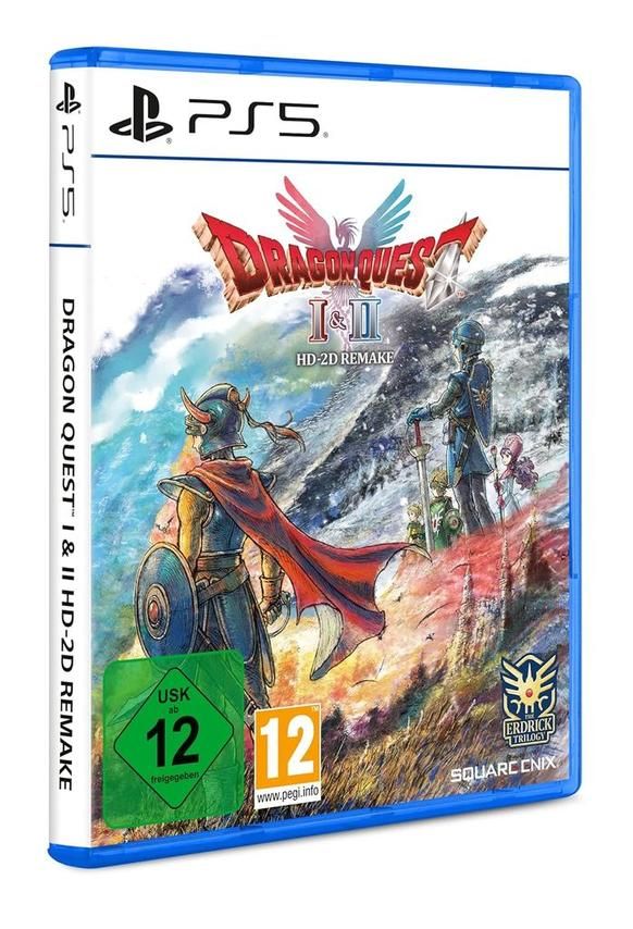 PS5 Hülle: Dragon Quest I & II HD-2D Remake mit Kriegern und Bergkulisse.