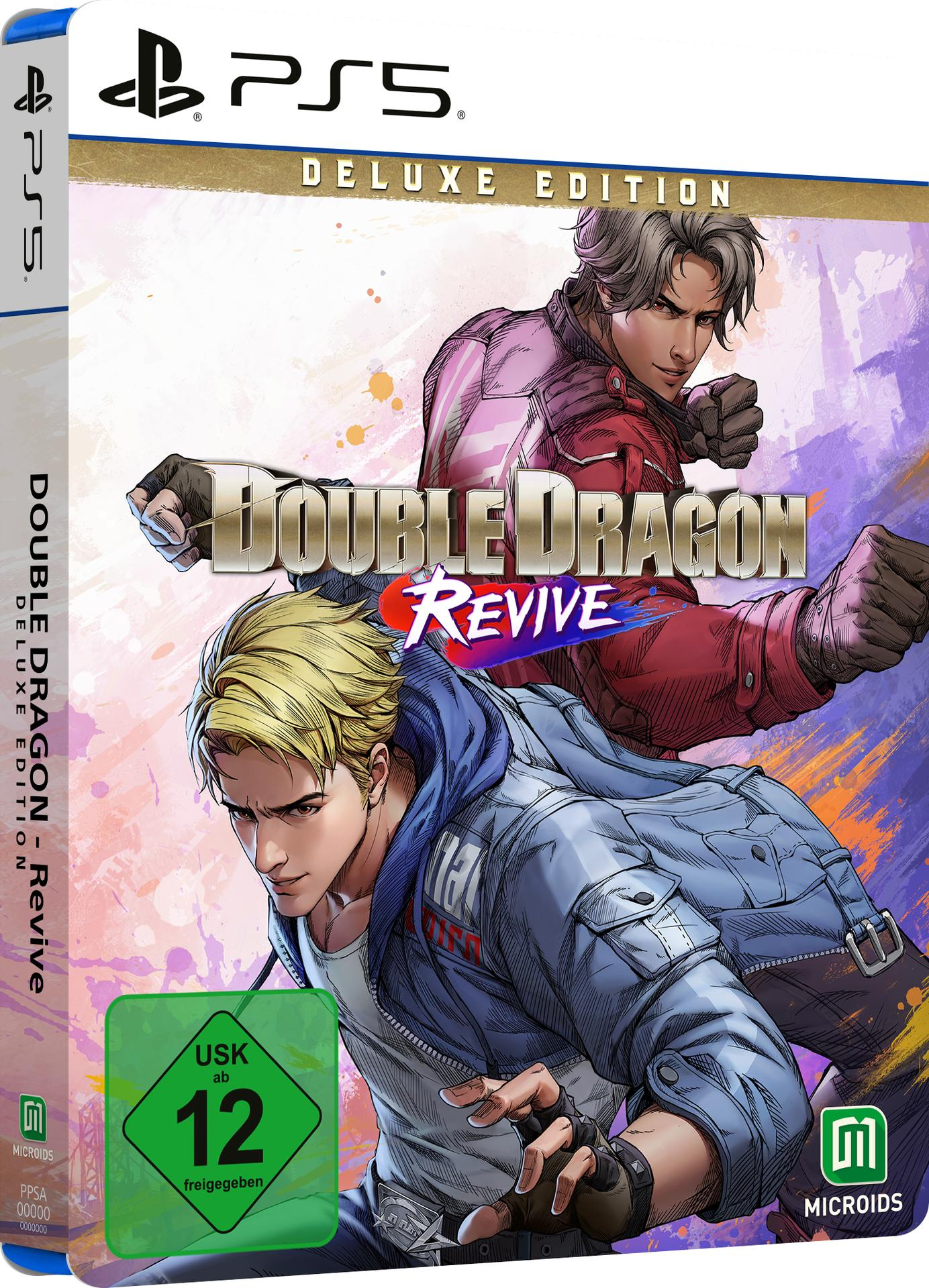 PS5 Spielcover: Zwei Männer im Anime-Stil, "Double Dragon Revive Deluxe Edition".