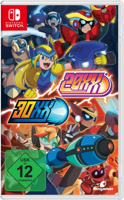 Nintendo Switch Cover mit 6 Charakteren und den Titeln 20XX und 30XX.
