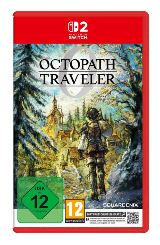 Cover: Octopath Traveler für Nintendo Switch mit Krieger, Dorf und Kirche.
