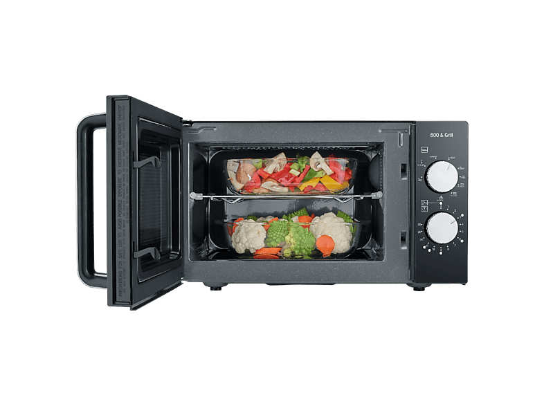 Severin MW7762 Mikrowelle mit Grill (990 Watt, Freistehend, 20 l, Schwarz / Edelstahl)