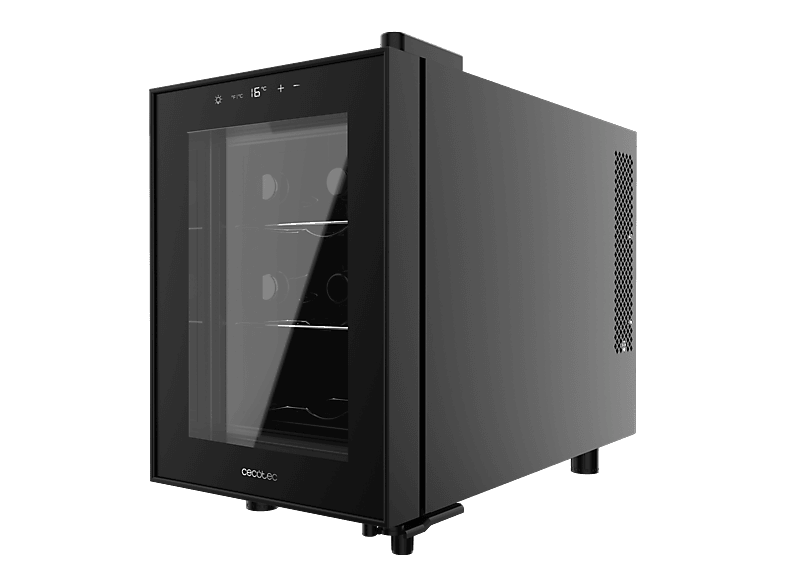 Vinoteca - Cecotec Bolero GrandSommelier 600 CoolCrystal, Termoeléctrico, Capacidad 6 botellas, Control táctil, Clase E, Luz LED, Black