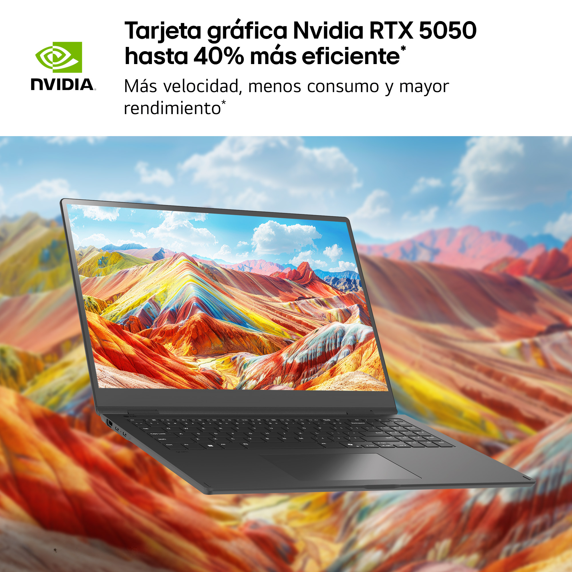 Tarjeta gráfica Nvidia RTX 5050 hasta 40% más eficiente. Más velocidad, menos consumo y mayor rendimiento.