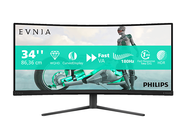 PHILIPS 34M2C3500L 34 Zoll  WQHD  Gaming Monitor  0,03 ms Reaktionszeit 180 Hz 