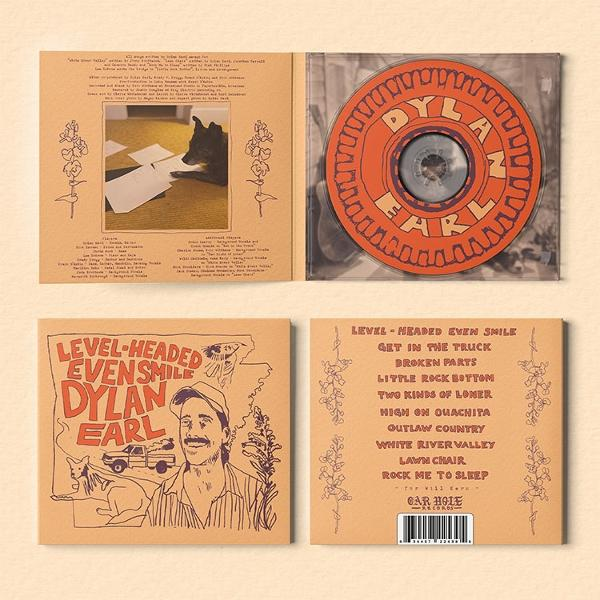 CD-Hülle mit der CD. Album mit dem Titel 'Level-Headed Even Smile' von Dylan Earl. Enthält Artwork und Titelliste auf der Hülle.