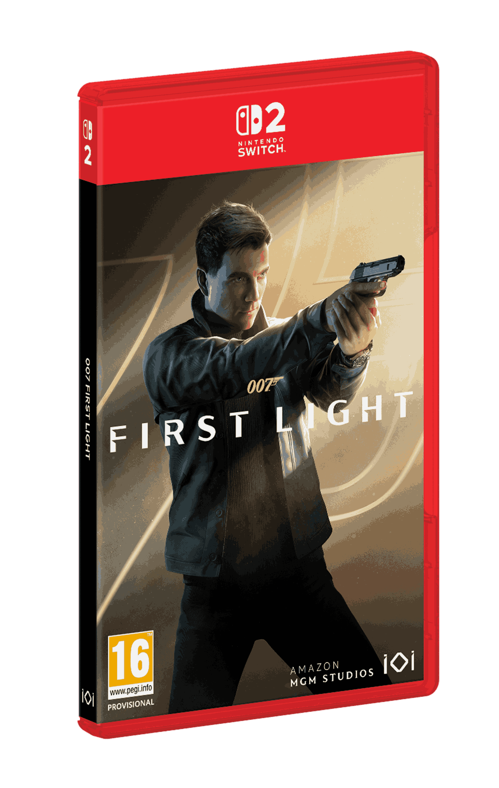 Arte de la caja del juego de un hombre con una pistola, con el texto '007 First Light' y el logotipo de 'Nintendo Switch'.