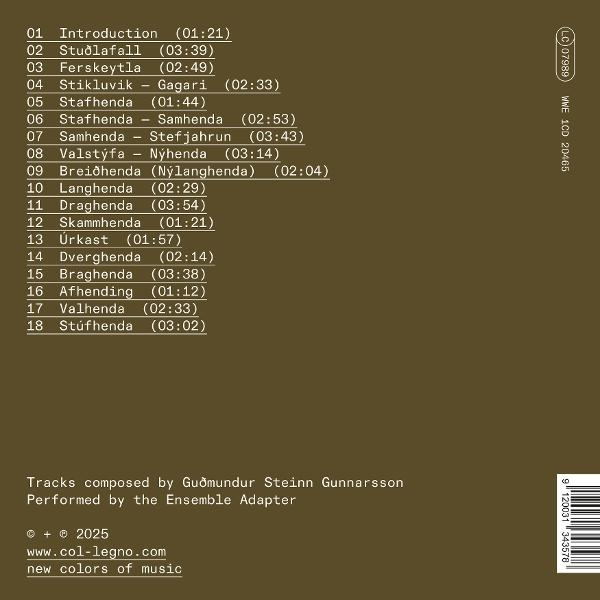 Albumcover mit Titelliste, Komponisten- und Interpretenangaben. Brauner Hintergrund mit weißem Text. CD-Infos und Barcode sichtbar.