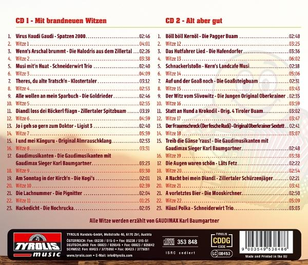 CD-Hülle mit Titellisten und einem Logo. Der Hintergrund ist braun mit Farbverlauf. Text ist auf Deutsch.