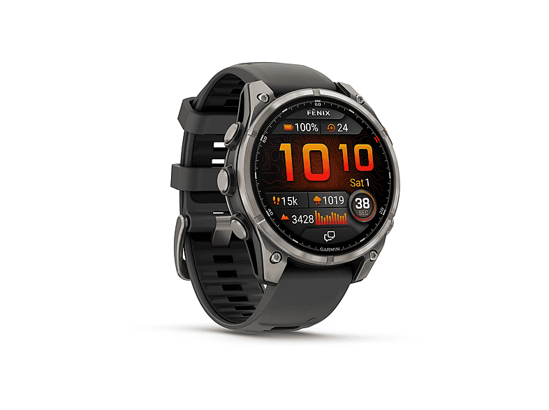 GARMIN fenix 8 Pro, 47 mm AMOLED Smartwatch Silikon, 22 mm, Graphit/Schwarz