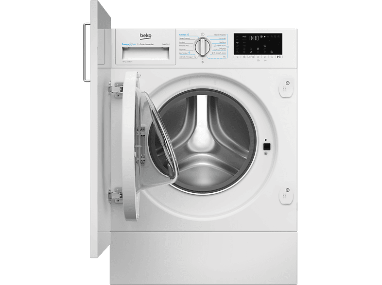 Lavadora integrable - Beko B3WBT48435WB, 8 kg, 1400 RPM, Energy Spin, 15 Programas, Motor Pro Smart, Blanco