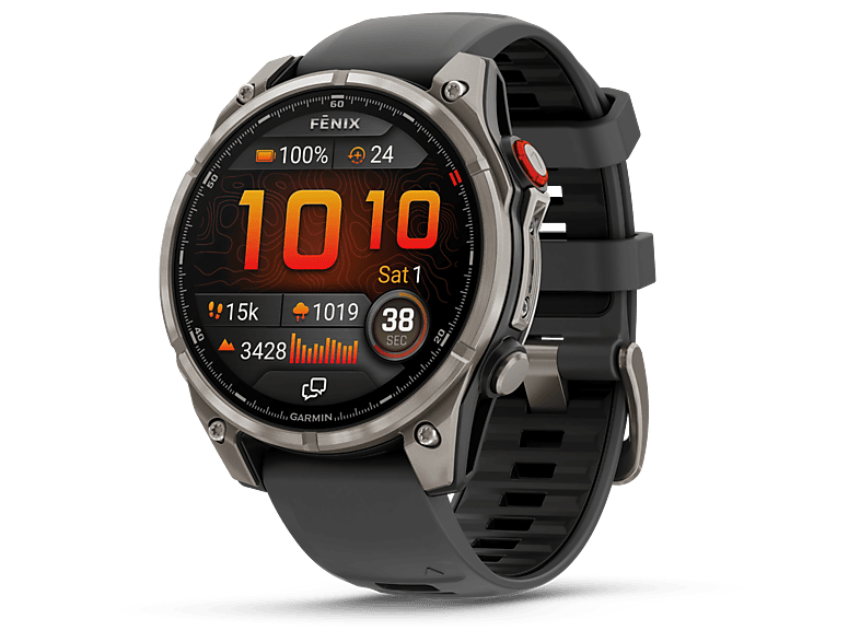 Zegarek sportowy Garmin Fenix 8 Pro 47mm AMOLED Sapphire Tytanowy z czarno-szarym paskiem