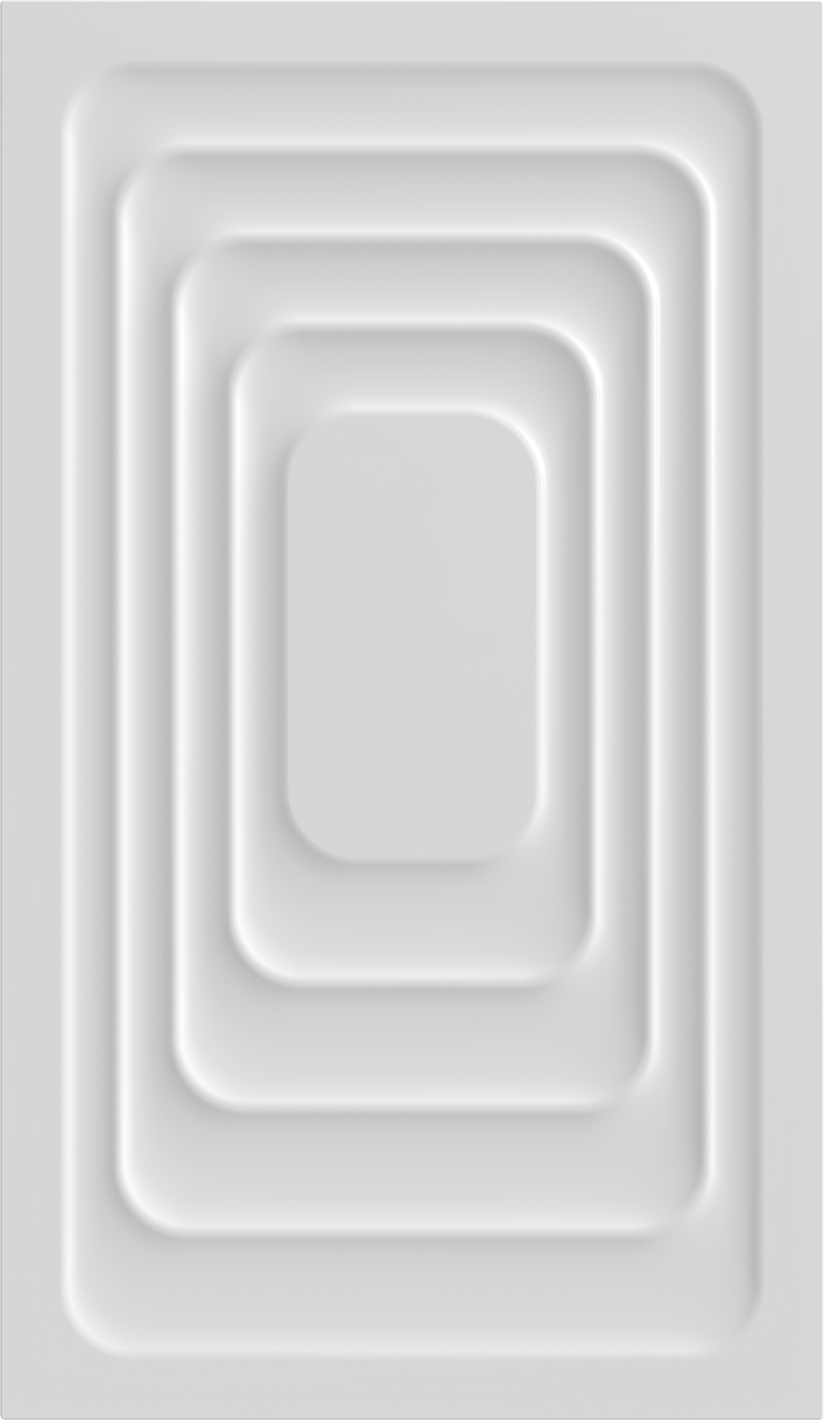 Biały, prostokątny wzór ze współśrodkowymi prostokątami o zaokrąglonych rogach. Środkowy prostokąt również jest zaokrąglony.