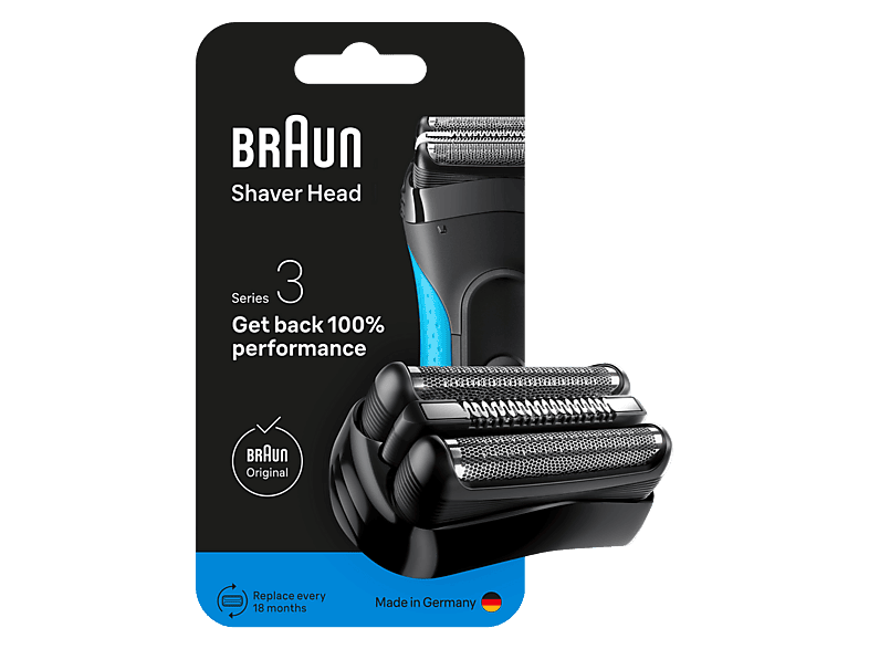 Recambio para afeitadora - Braun 21B, Compatible con Series 3, Negro