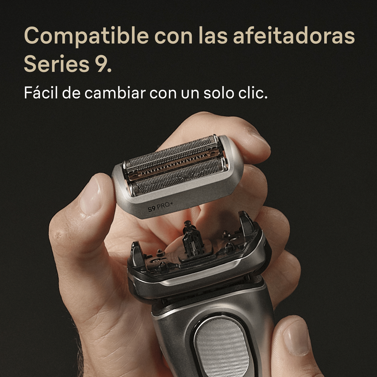 Compatible con las afeitadoras Series 9. Fácil de cambiar con un solo clic.