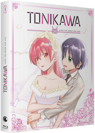 Anime-omslag: Een stel omhelst elkaar. De titel luidt 'TONIKAWA' met de ondertitel 'Over The Moon For You'.