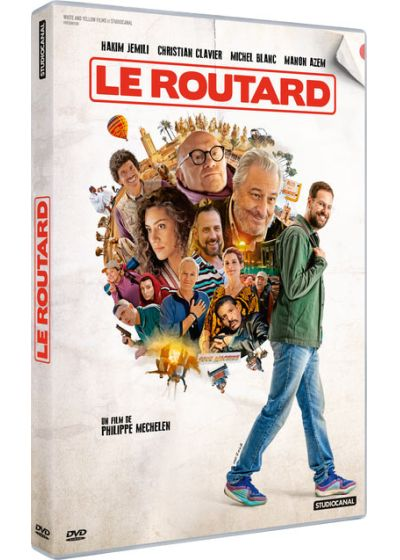 Couverture DVD du film 'Le Routard'. Présente un groupe de personnes et un homme marchant. Titre rouge en haut. Logo StudioCanal visible.