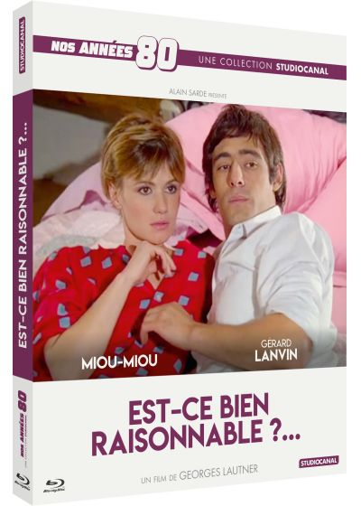 Couverture du film : Miou-Miou et Gerard Lanvin. Titre : Est-ce bien raisonnable ? Studio Canal. Les couleurs dominantes sont le violet, le blanc et le rouge.