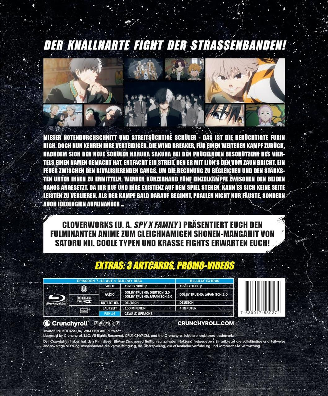 Anime Blu-ray Cover. Charaktere in Aktion, verschiedene Farben. Text auf Deutsch über die Serie. Crunchyroll-Logo sichtbar.