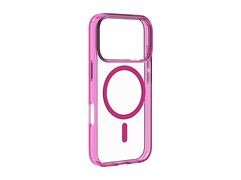 Funda móvil - CellularLine ICONIC MAG, Para iPhone 17 Pro, Ultrarresistente, MagSafe, Rosa y Transparente