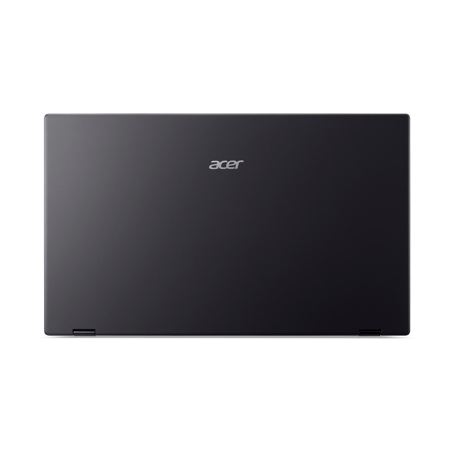 Back view of a black Acer laptop. The Acer logo is centered. The laptop is on a white background.