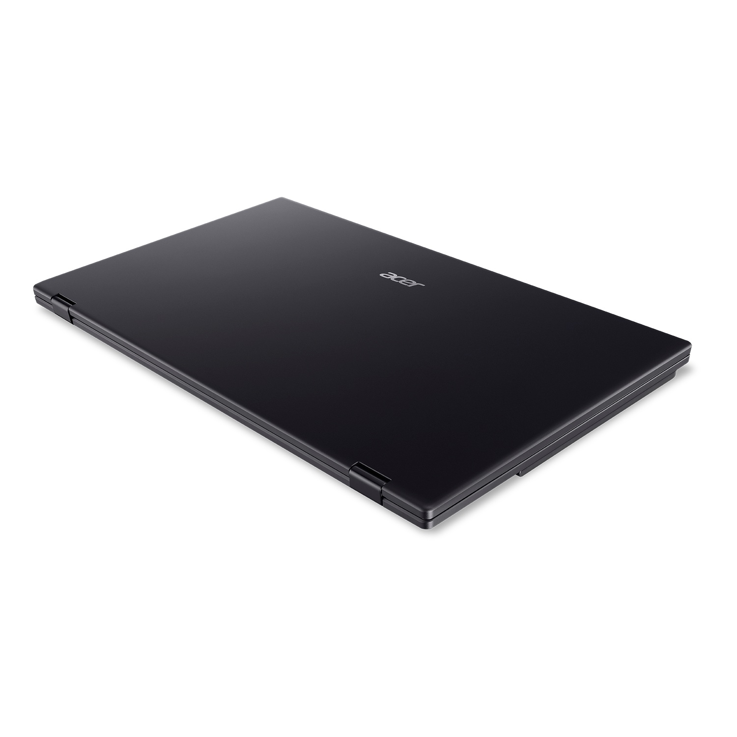A closed black Acer laptop on a white surface. The Acer logo is visible. The laptop is slightly angled, with a clean, modern design.