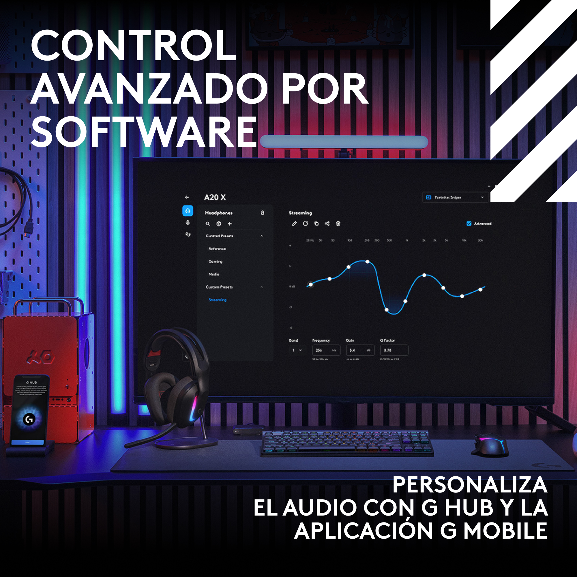 Auriculares gaming Loigtech G A20 Personalizables a través de Logi HUB
