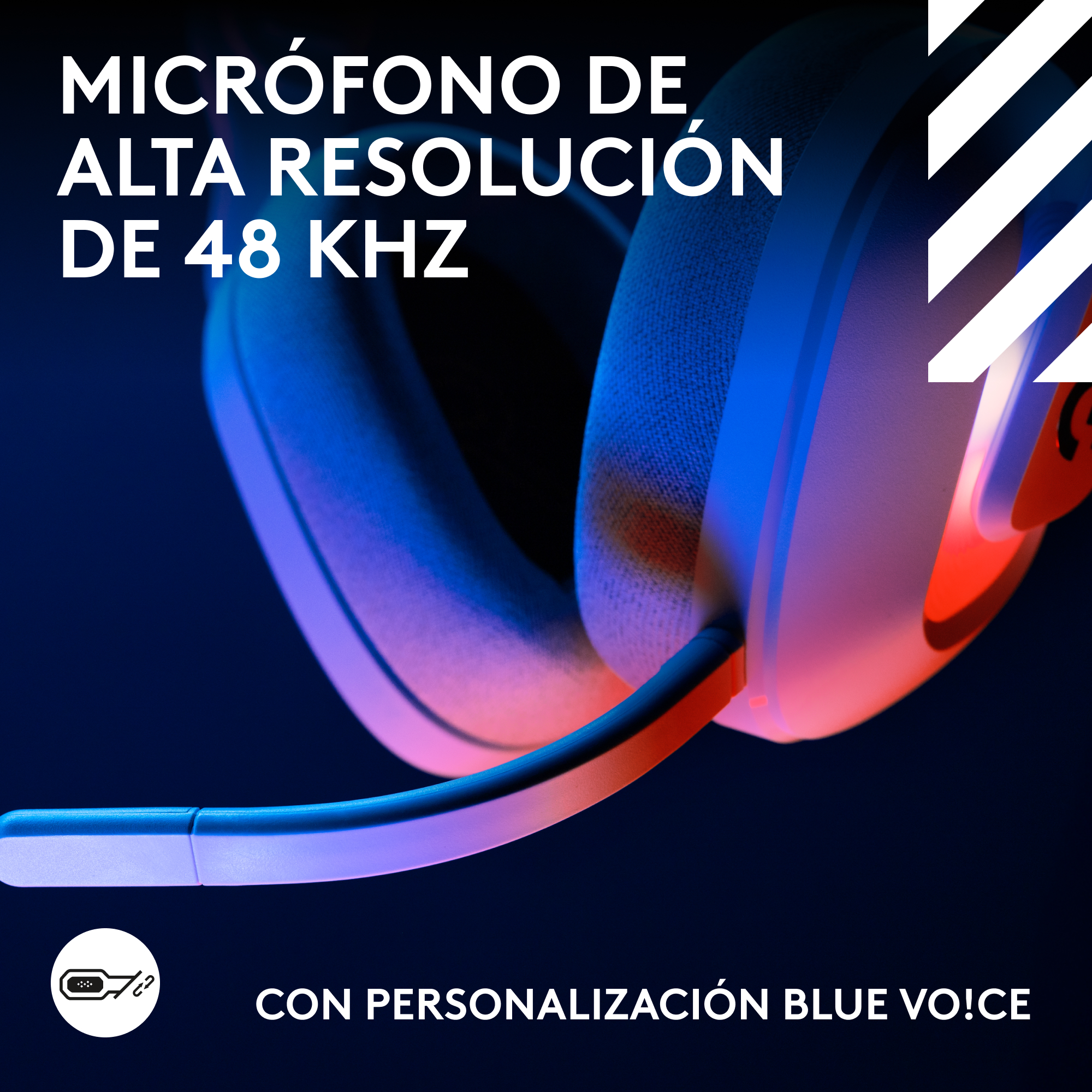 Auriculares con MICRÓFONO DE ALTA RESOLUCIÓN DE 48 KHZ' y 'BLUE VO!CE