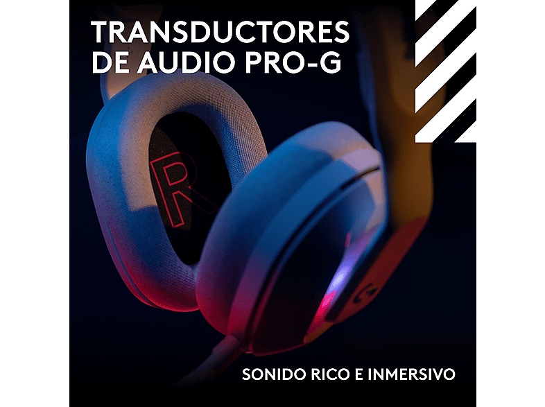 Auriculares gaming - Logitech G A20 X Lightspeed, Bluetooth, PS5-XBOX-Switch-PC, Playsync, Micrófono extraíble, Personalizable, Lightsync, Blanco