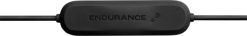 Schwarzes rechteckiges Gerät mit dem Text "ENDURANCE", zwei schwarze Kabel erstrecken sich von beiden Seiten. Weißer Hintergrund.