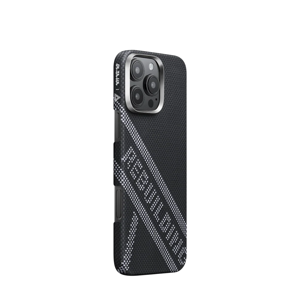 PITAKA Re-TROS iPhone 16 Pro MagSafe kompatibilis szőtt telefontok, Rebuilding mintás, fekete (KI1601RTR)