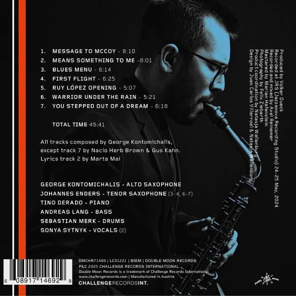 Albumcover. Ein Mann spielt Saxophon. Text enthält Songtitel, Musikercredits und Informationen zum Plattenlabel.