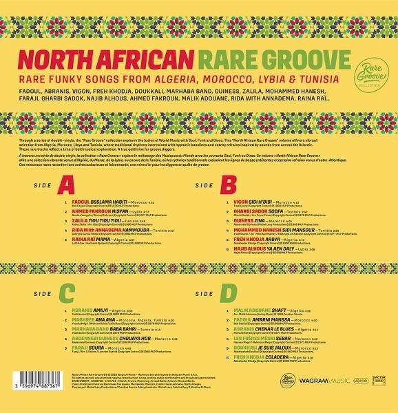 Albumcover für North African Rare Groove mit Titellisten und Künstlernamen.