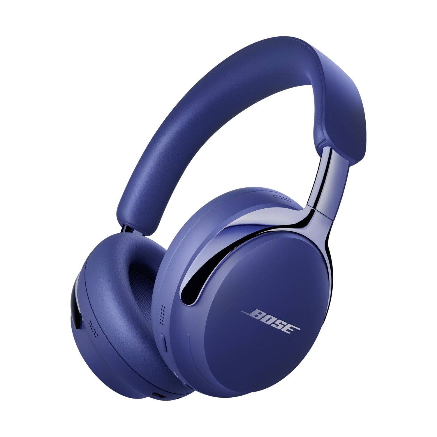 Cuffie Bose blu su sfondo bianco. Le cuffie hanno un archetto e padiglioni imbottiti. Il logo Bose è visibile.