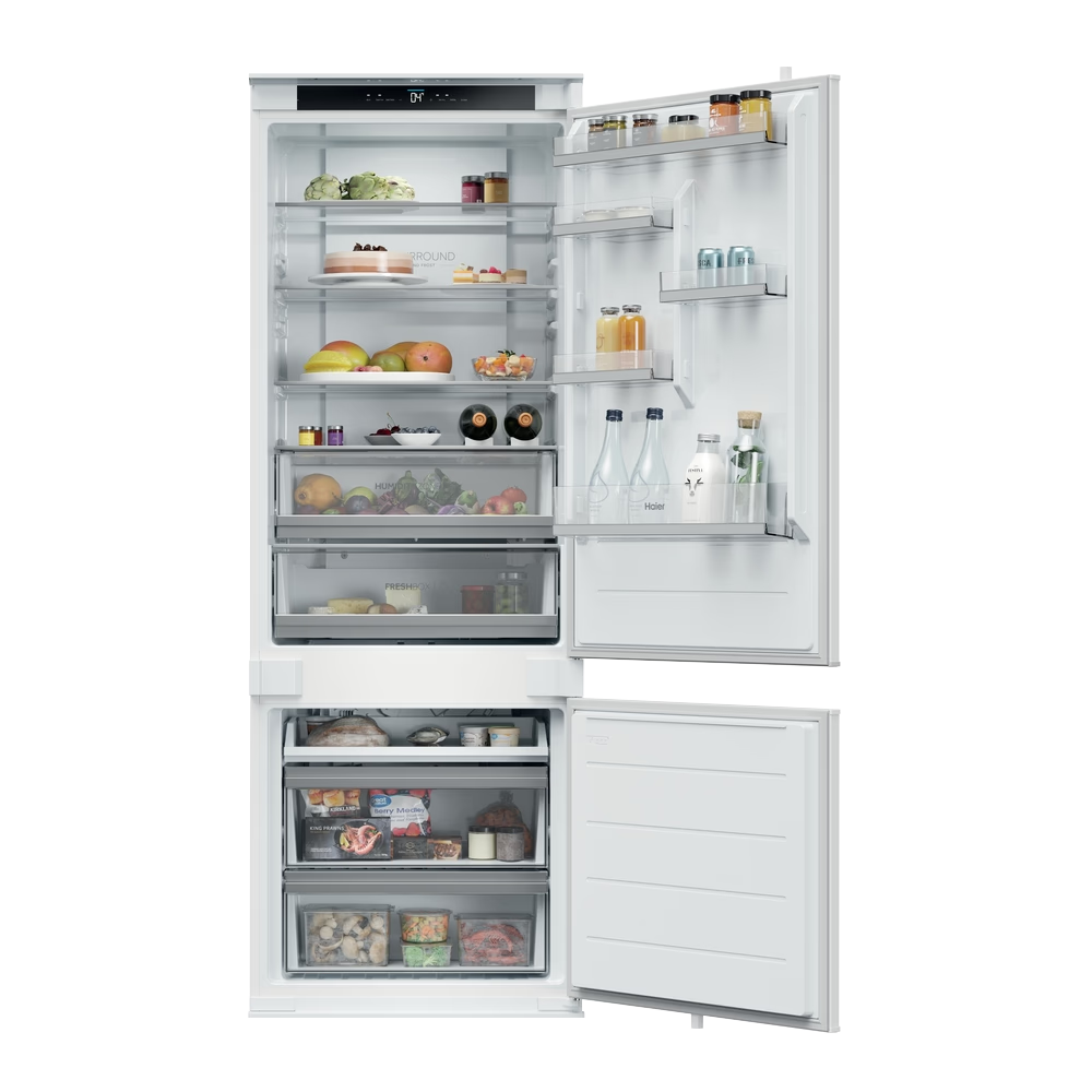 HAIER HBQW5719E Beépíthető kombinált hűtőszekrény 70cm, 382l, Total No Frost, WiFi