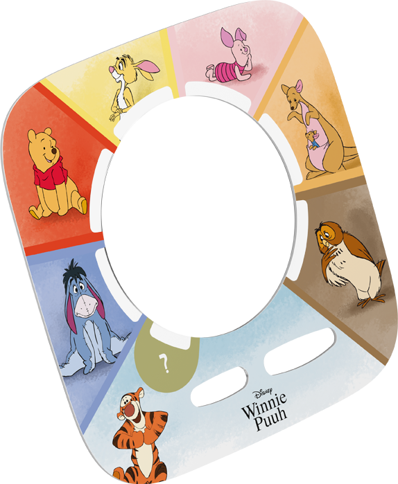Un gioco a tema Winnie the Pooh. Con Pooh, Pimpi, Tigro, Eeyore, Gufo, Kanga e Roo. Ogni personaggio è in un segmento.