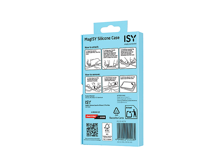 Funda móvil - ISY ISC-2369, Compatible con iPhone 17 Pro Max, Compatibilidad MagSafe, Carga Inalámbrica, Resistente a Golpes y Agua, Silicona, Negro – imagen 2