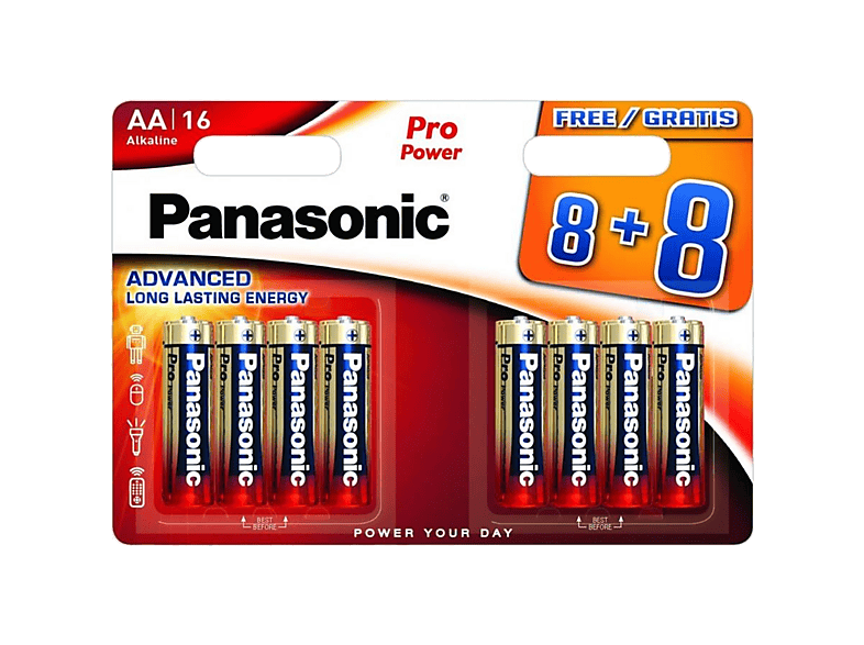 Pilas - Panasonic LR6, AA, Pack de 16, 1.5V