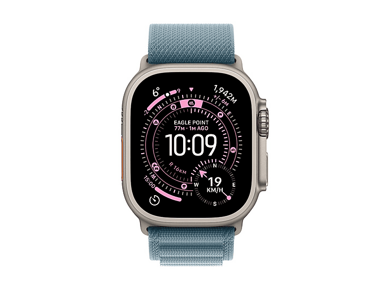 Apple Watch Ultra 3 GPS + Cellular 49mm Koperta 49 mm z tytanu w kolorze naturalnym Opaska Alpine w kolorze jasnoniebieskim - rozmiar S – zdjęcie 2