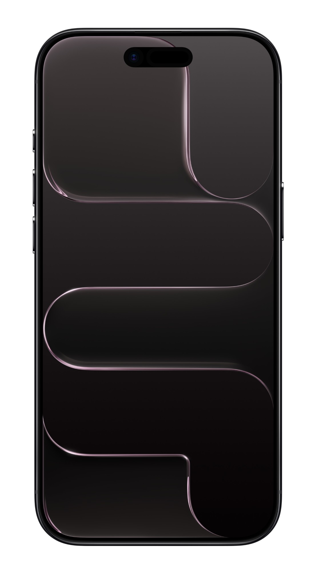 Czarny smartfon z unikalnym designem z zakrzywionymi liniami i aparatem. Ekran wyświetla efekt gradientu.