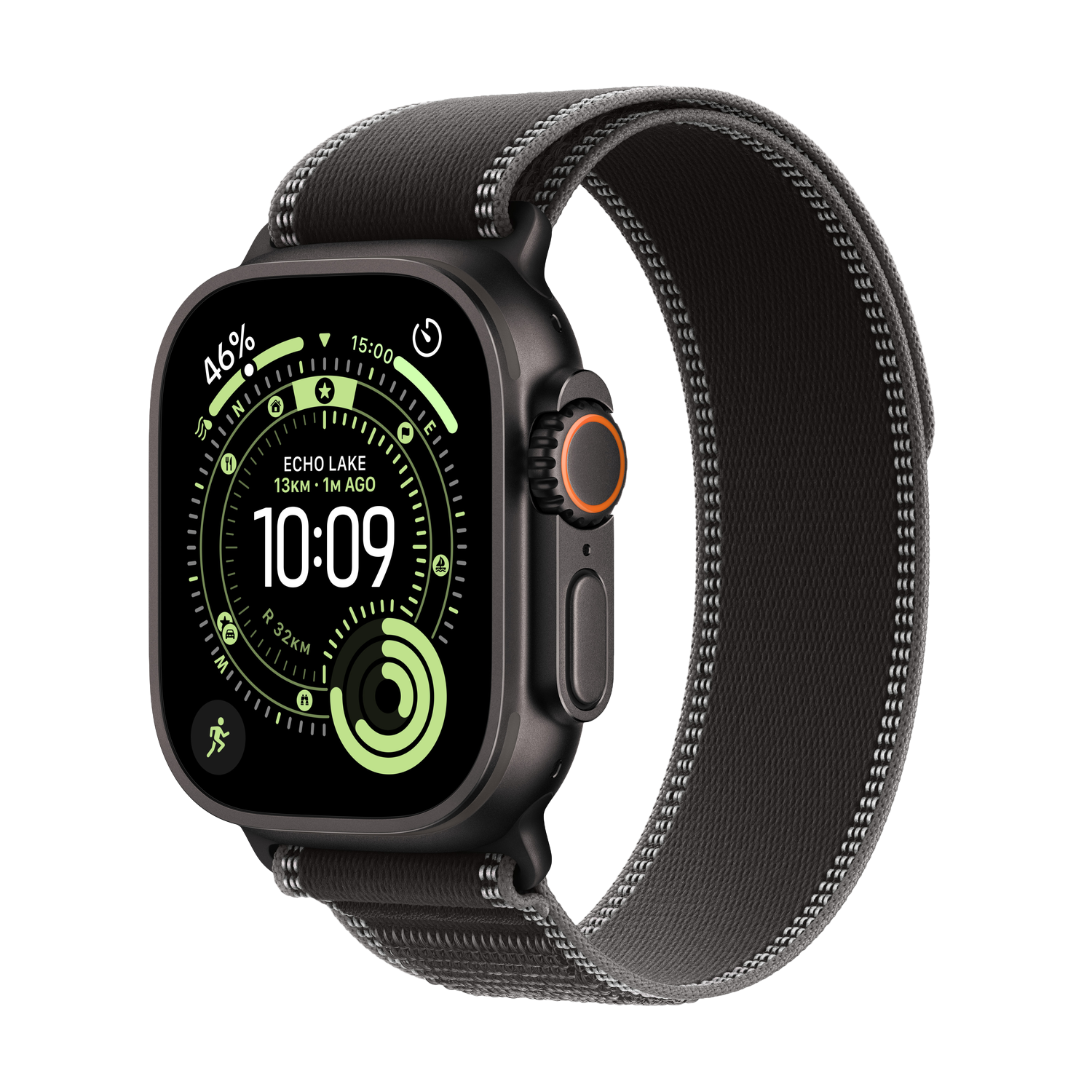 Apple Watch Ultra 3 gps + Cellular - 49mm black Titanium Case - Black/charcoal Trail Loop M/l Smartwatch Black afbeelding