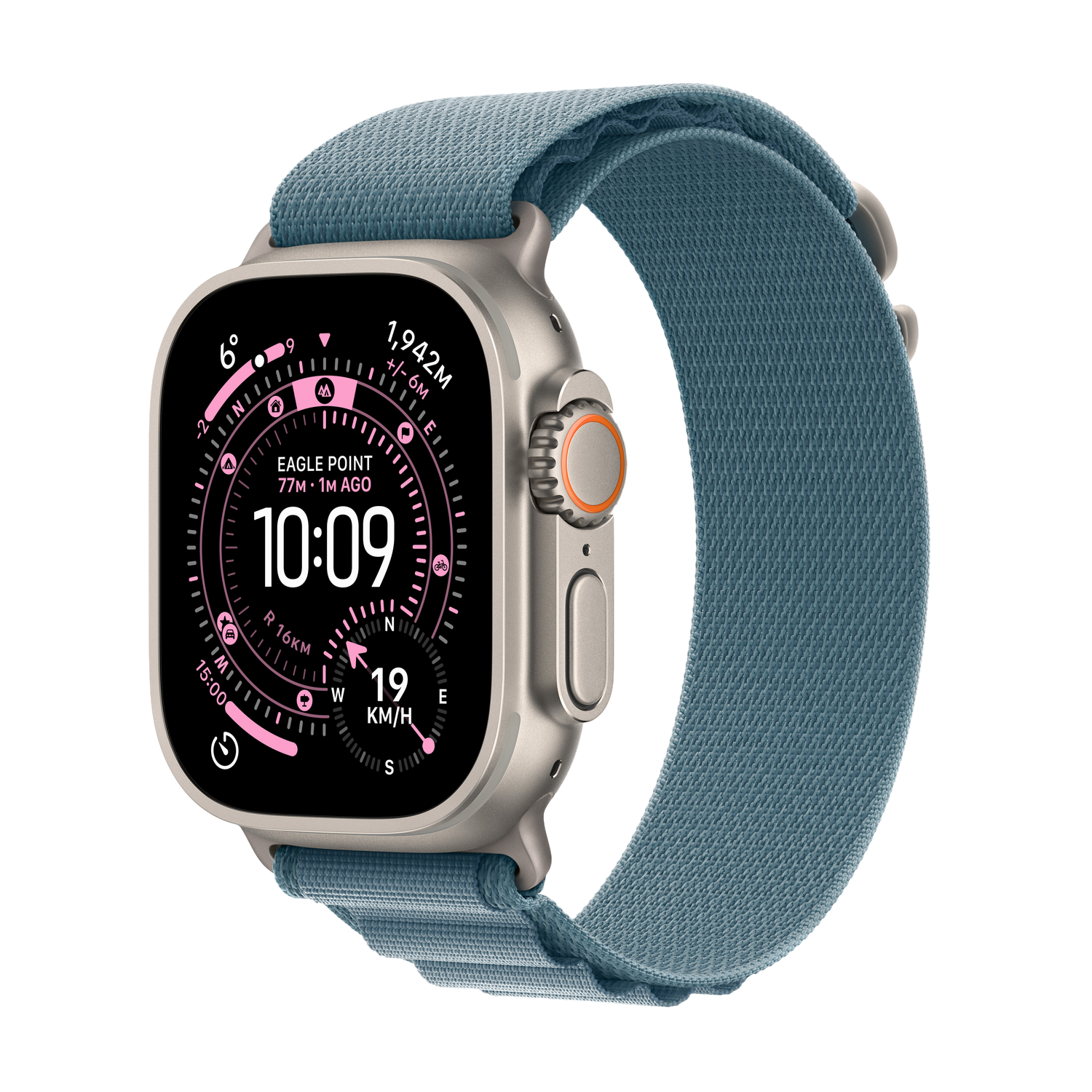 Apple Watch Ultra 3 gps + Cellular - 49mm natural Titanium Case - Light Blue Alpine Loop Large Smartwatch Natural afbeelding